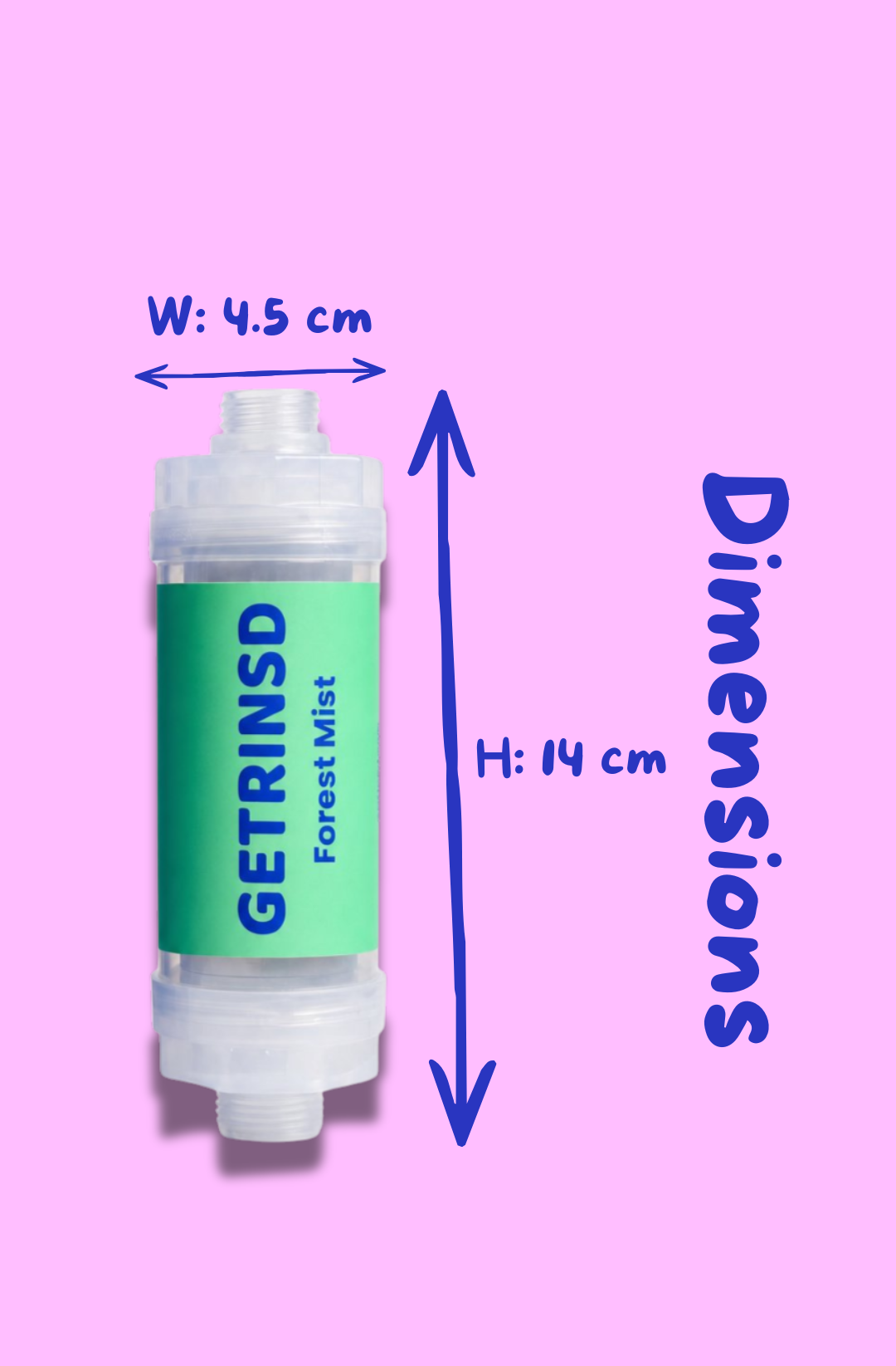 GETRINSD Vitamin C Aroma Shower Filter in Forest Mist scent, showing the filter with a sleek design and natural aesthetic.