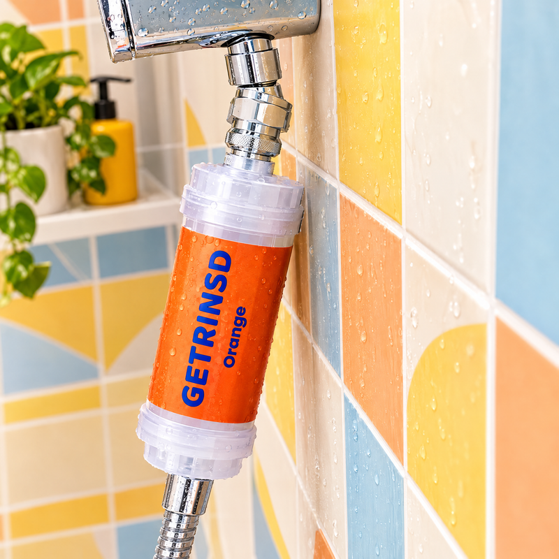 Chrome swivel adapter by GETRINSD, showing a close-up of the shiny, rotating connector designed for versatile plumbing or fixture use.