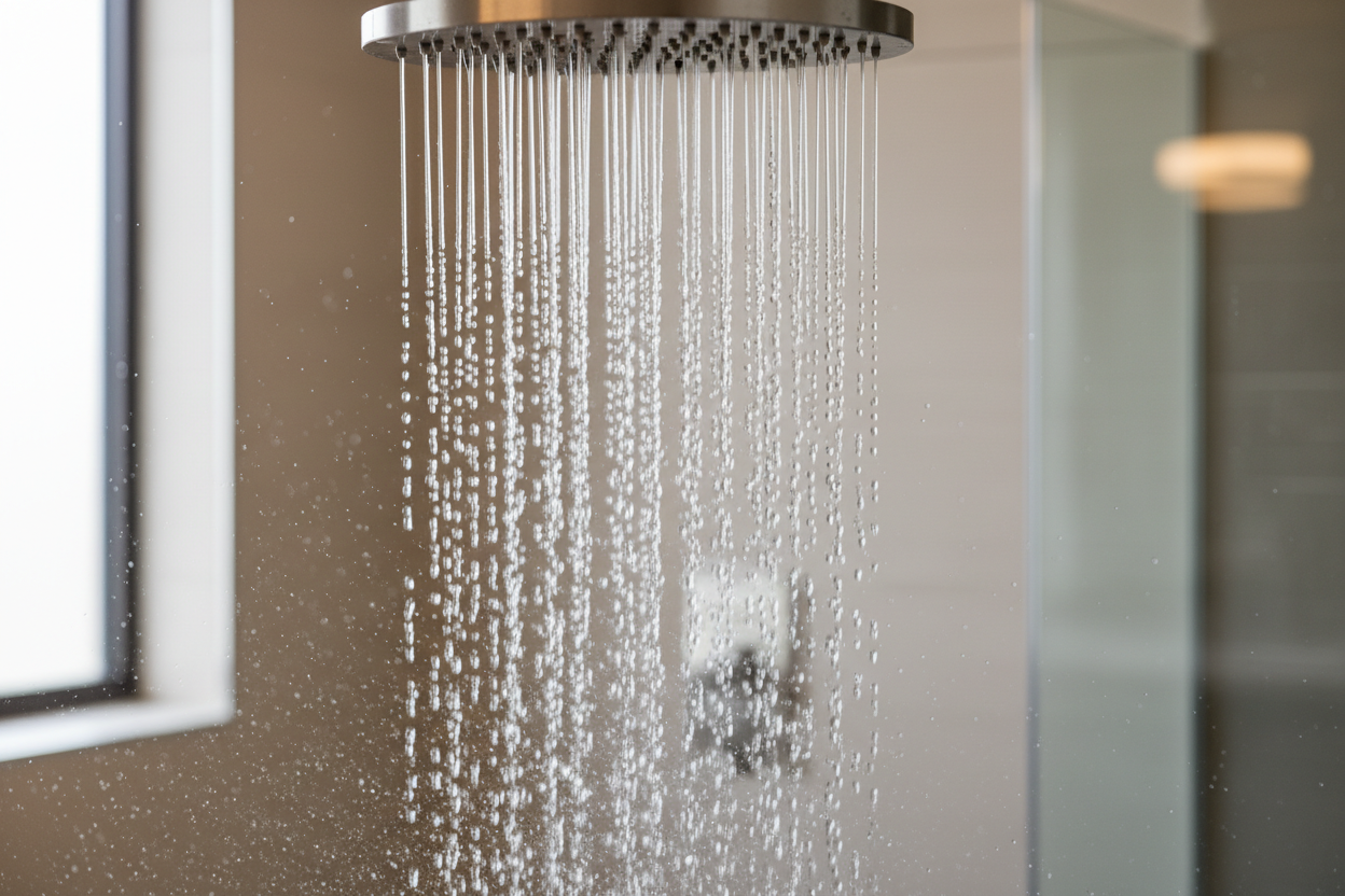 shower water high pressure in a shower